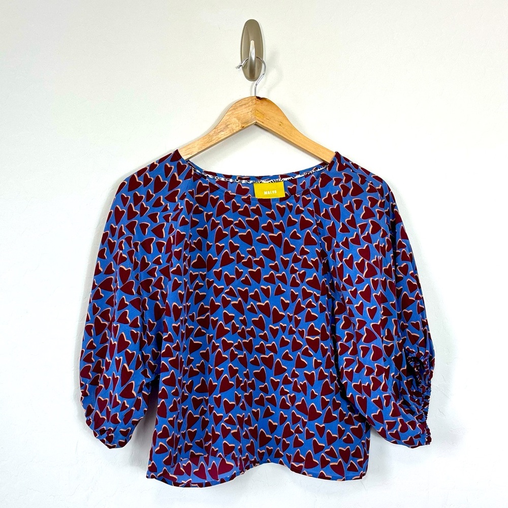 Maeve Anthropologie Hearts Silk Kimono Blouse XS Petite